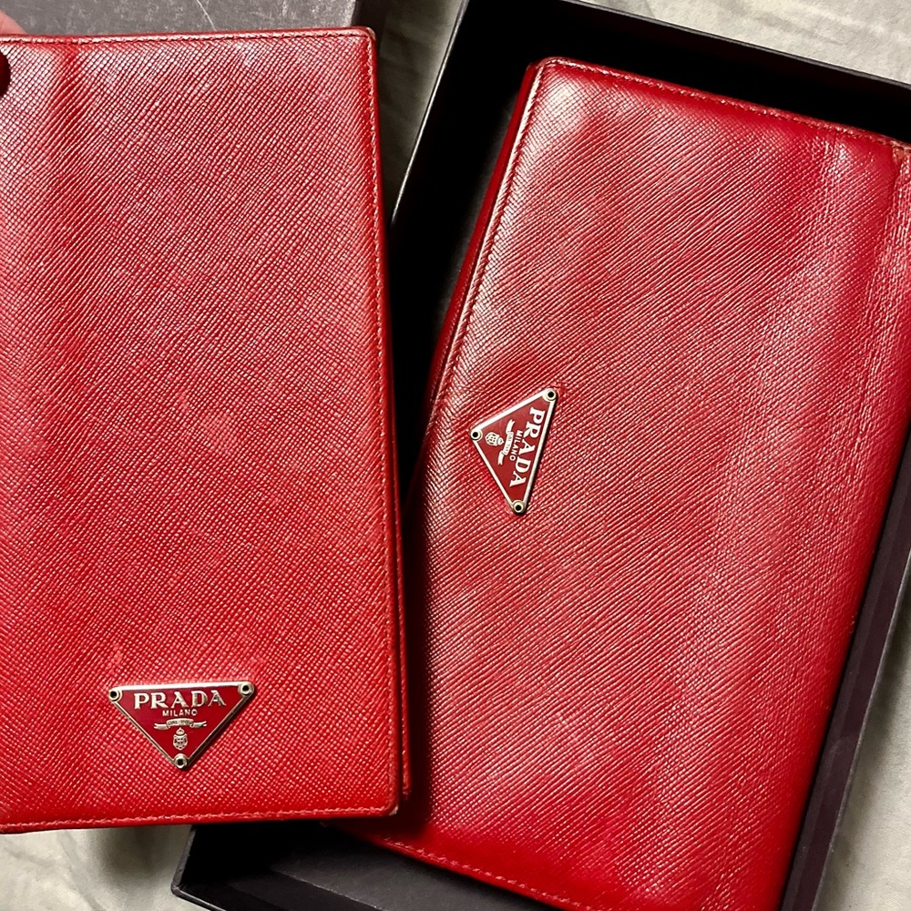 Prada Saffiano Red Wallet & Check cover